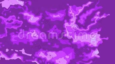 动画闪烁彩色背景无缝环视频-水彩花效果-深紫色紫外线颜色